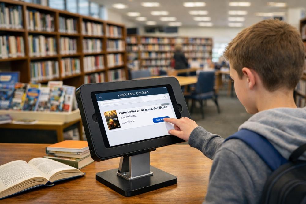 Tablet in schoolbibliotheek