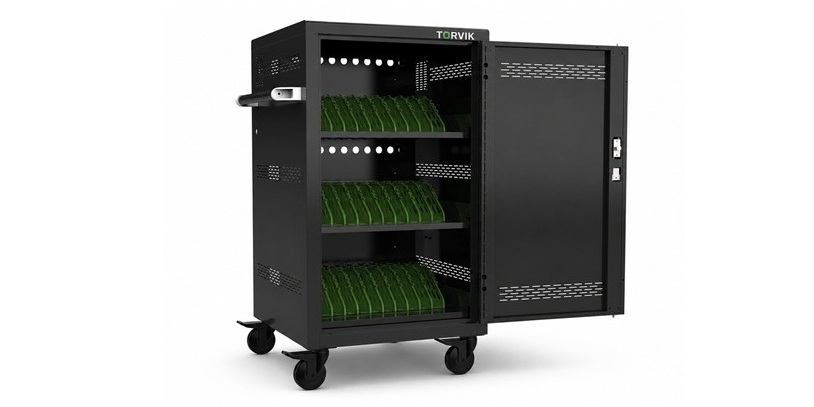 Oplaadkar voor scholen voor laptops, Chromebooks en tablets