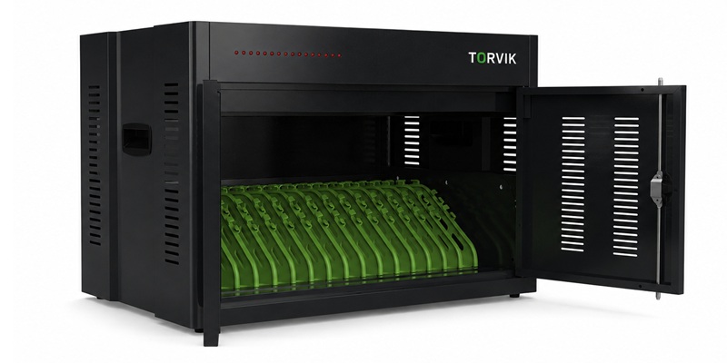 Oplaadkast voor scholen voor laptops, Chromebooks en tablets