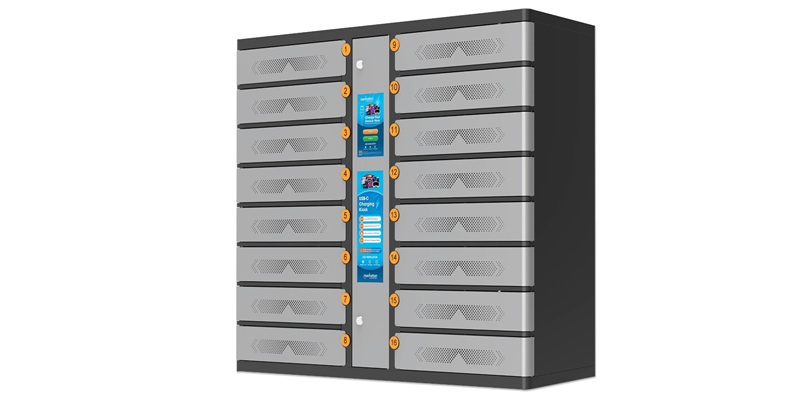 Oplaadlockers voor scholen met afsluitbare vakken