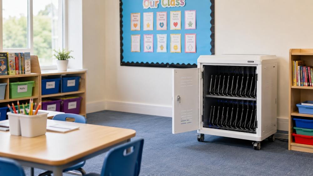 Tablet oplaadkar voor iPads en tablets in het basisonderwijs