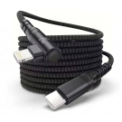 Torvik USB-C naar haakse Lightning connector 2m oplaadkabel 27W - zwart