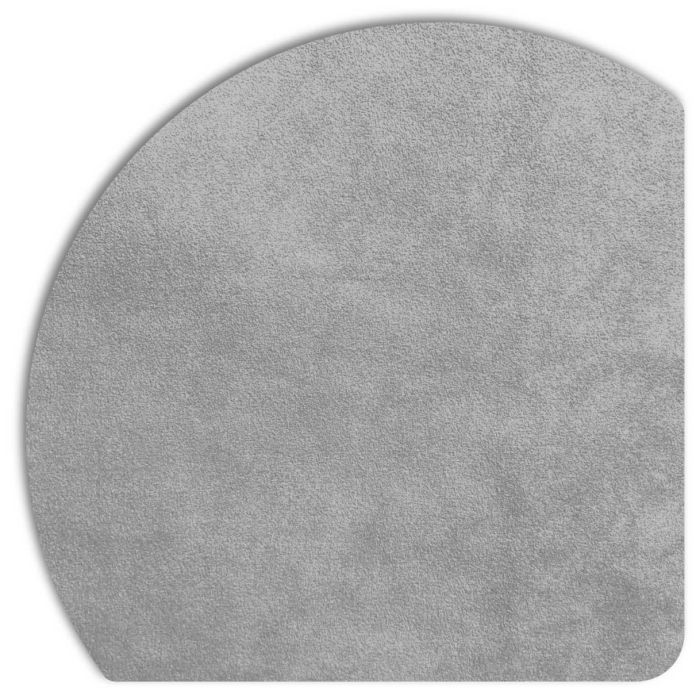 Detailopname van het grijze Displine Alcantara® inlegpaneel, met een zachte textuur en afgeronde hoeken.