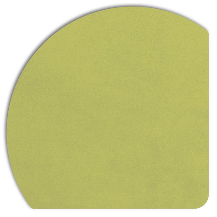 Detailopname van het Displine Alcantara® inlegpaneel in citroen kleur, met een afgeronde hoek en zachte textuur.