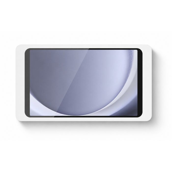 Bovenaanzicht van de Displine Companion Wall 2.0 wandhouder met Samsung Galaxy Tab A11, zichtbaar in een strakke, moderne uitstraling.