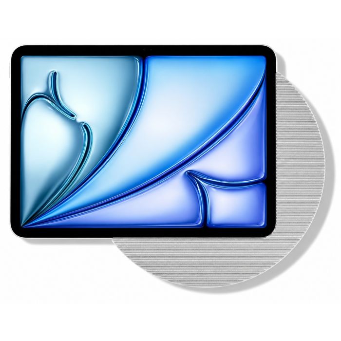 Detailweergave van de Displine Moonlight wandhouder voor iPad Air 11 inch, met een zilveren afwerking en een moderne, strakke uitstraling.