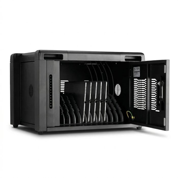 Open Formcase TransformerBox T12-PD Perf. Plus met zichtbare oplaadcompartimenten voor 12 apparaten.