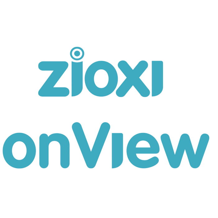 Zioxi onView trolley met onderwijslicentie, zichtbaar in een open positie met laadcompartimenten voor apparaten.