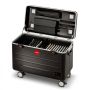 Open PARAT TC20 TwinCharge oplaadkoffer met ruimte voor 20 tablets, inclusief kabelbeheer en accessoires.