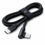 Detailopname van de Torvik USB-C naar haakse USB-C oplaad- en datakabel met zwarte gevlochten buitenkant en haakse connector.