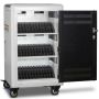 Open Power Technologies AC-PLUS-T-H65C USB-C oplaadkar met zichtbare compartimenten voor 36 apparaten en kabels.