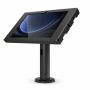 Zijaanzicht van de Compulocks Rise tafelhouder voor Samsung Galaxy Tab S10 Lite, met een schuin geplaatste tablet.