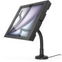Zijaanzicht van de Compulocks Flex Apex tafelhouder met een iPad Air 11 inch in een flexibele positie.
