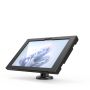 Zijaanzicht van de Compulocks Rise tafelhouder met een Microsoft Surface Pro 11, in een hoek van 10 cm.