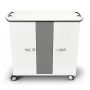 Vooraanzicht van de Zioxi onView2 Chromebook USB-C oplaadkar met digitale codeslot en LED-indicatoren.