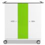 Front view of Zioxi iPad USB-C oplaadkar met groene middenstrip en digitale codeslot.