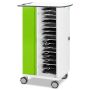 Open Zioxi onView2 oplaadkar met zichtbare iPad-compartimenten en kabelbeheer, in een studio-opstelling.