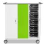 Open Zioxi onView2 iPad oplaadkar met zichtbare iPad-compartimenten en kabelbeheer.