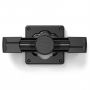 Bovenaanzicht van de Compulocks Cling wandhouder voor tablets, zwart, met open mechanisme voor tabletbevestiging.