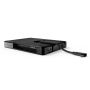 Achteraanzicht van de Compulocks Plus Hub VESA Multi-Port Hub met zichtbare aansluitingen en een aangesloten kabel.