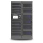 Vooraanzicht van de Power Technologies PT-PRO-16 modulaire oplaadlocker met open compartimenten en bedieningsscherm.
