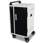 Zijaanzicht van de Power Technologies PT-VERT-15 AC oplaadkar met een gesloten deur en zichtbare handgreep.