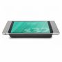 Bovenaanzicht van de Smart Things sDock Fix tafelstandaard voor iPad 9, met het apparaat in gebruik en een groene achtergrond op het scherm.