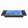 Zijaanzicht van de Smart Things sDock Fix tafelstandaard voor iPad Air 11 inch, zwart, met iPad in gebruik.
