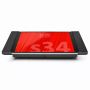 Zwarte Smart Things sDock Fix tafelstandaard voor iPad Air 13 inch, frontaanzicht met iPad in gebruik.