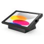 Zijaanzicht van de Compulocks AV Capsule Swell tafelstandaard voor iPad, met een heldere weergave en een stevige basis.