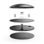 Detailweergave van de Draaivoet voor Compulocks Core en Mast tafelhouder, met zichtbare onderdelen en bevestigingsschroeven.