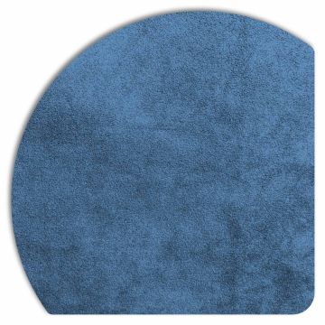 Detailopname van het Displine Alcantara® inlegpaneel in kobalt met een zachte textuur en afgeronde hoeken.