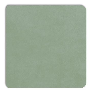 Detailopname van het mintkleurige Displine Alcantara® inlegpaneel, met een zachte textuur en afgeronde hoeken.