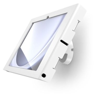 Close-up van de Compulocks Bow Apex wandhouder voor Samsung Galaxy Tab A11+, met een duidelijke focus op het montagesysteem.