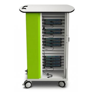 Open Zioxi onView2 iPad oplaadkar met zichtbare iPads en kabelbeheer.