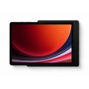 Bovenaanzicht van de Displine Companion Wall Home wandhouder met Samsung Galaxy Tab A11+ in zwart.