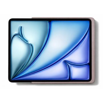 Detailweergave van de rosé gouden Displine Dame Wall Home 2.0 wandhouder met een iPad Air 13 inch, met een focus op het elegante ontwerp.