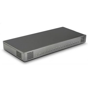 Zijaanzicht van de Torvik OLH-16 USB-C oplaadhub met 16 poorten, zichtbaar in een moderne afwerking.