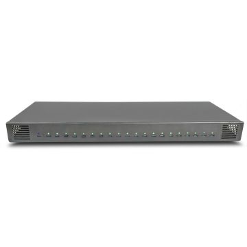 Front view of the Torvik OLH-20 USB-C charging hub showcasing 20 ports with LED indicators.